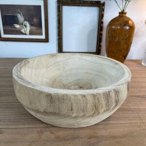 Threshold Studio McGee Wooden Bowl, Rustic Coffee Table Bowl Fruit Bowl